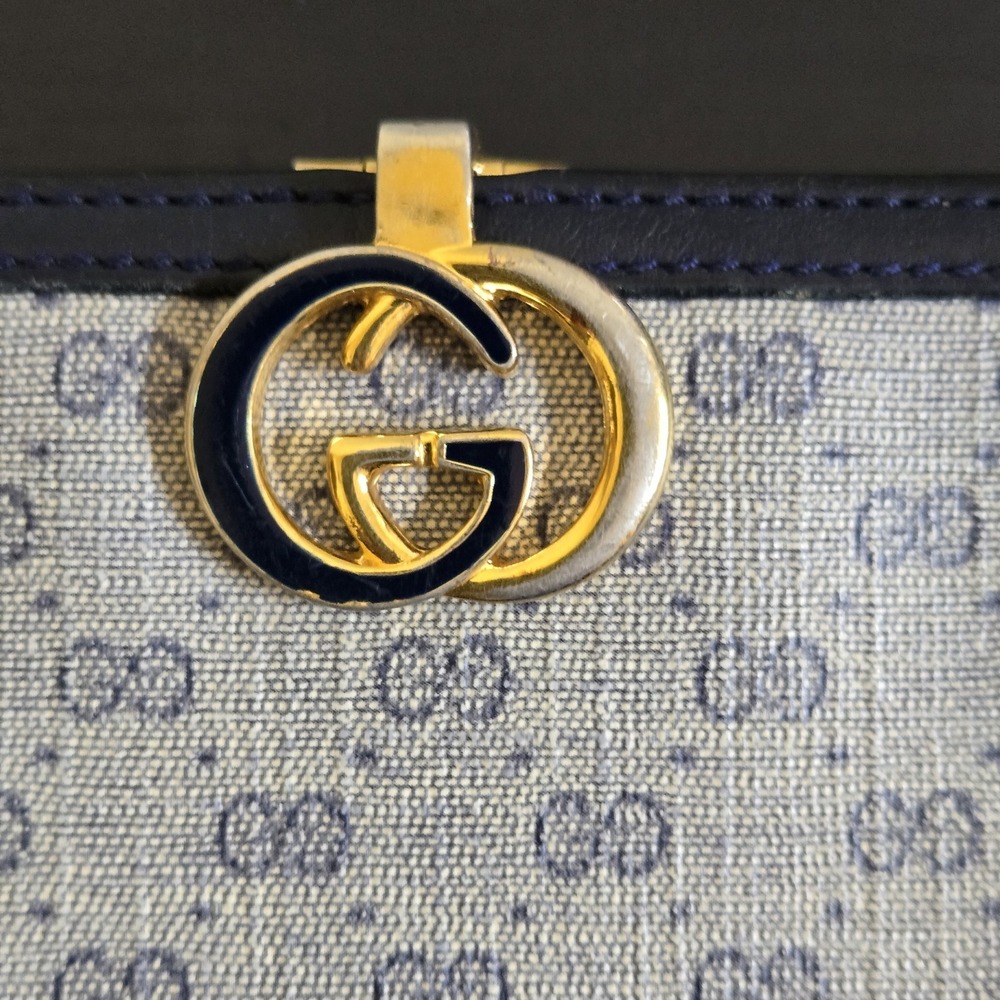 Gucci Vintage Blue Canvas/Leather His/Hers Wallets Made In Italy - Picture 7 of 7